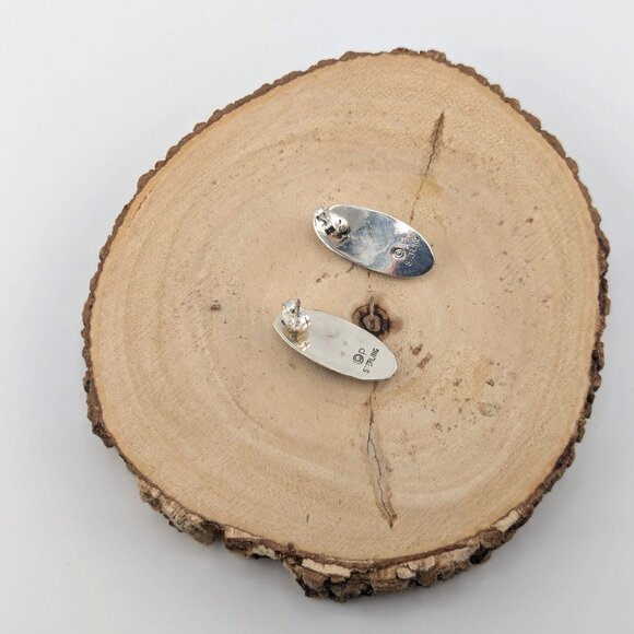 Navajo Shadow Box Turquoise Stud Earrings Sterling Silver Native Am Jewelry*** - Picture 10 of 10